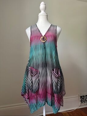 PARADISE Lagenlook Boho Beachy Vacation Festival Tunic Cover Up Size Med/Large
